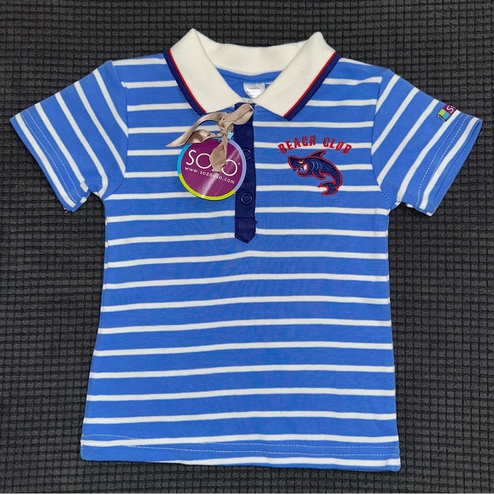 LIMITED TIME $5 ITEM!! Sozo Striped Blue and White Kids Polo